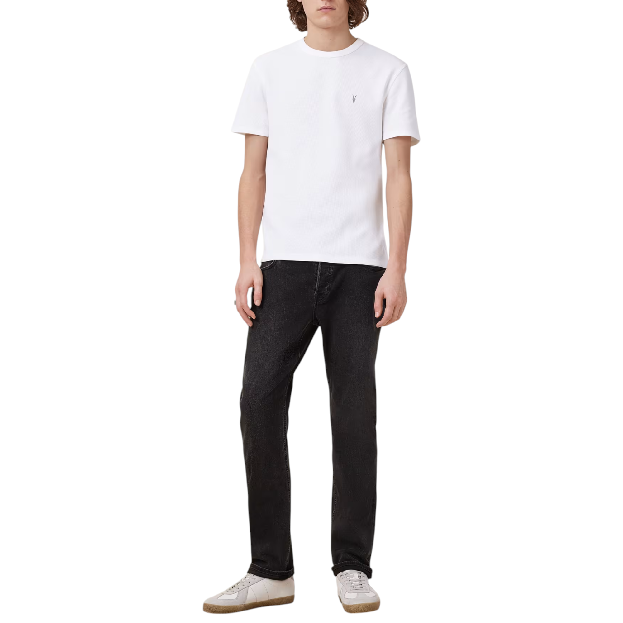 AllSaints Esum Mens T Shirts Waffle Texture Crew Neck Short Sleeve Summer Tee