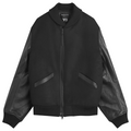 Adidas Y3 Mens Letterman Jacket Full Zip Leather Sleeve Bomber Jacket
