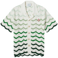 Casablanca Mens Gradient Wave Knit Shirt Short Sleeve Cotton