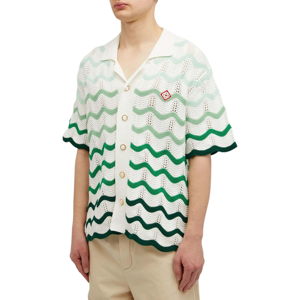 Casablanca Mens Gradient Wave Knit Shirt Short Sleeve Cotton