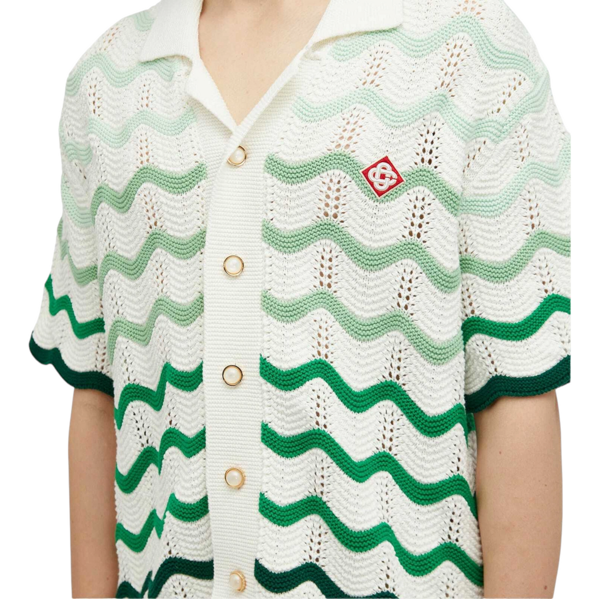 Casablanca Mens Gradient Wave Knit Shirt Short Sleeve Cotton