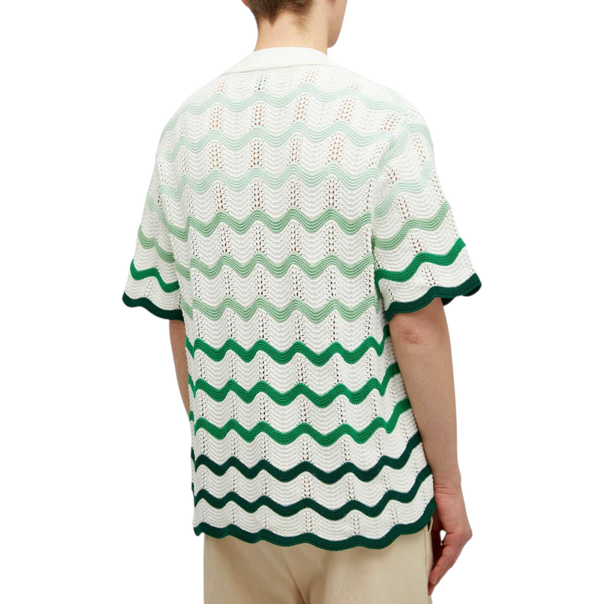 Casablanca Mens Gradient Wave Knit Shirt Short Sleeve Cotton
