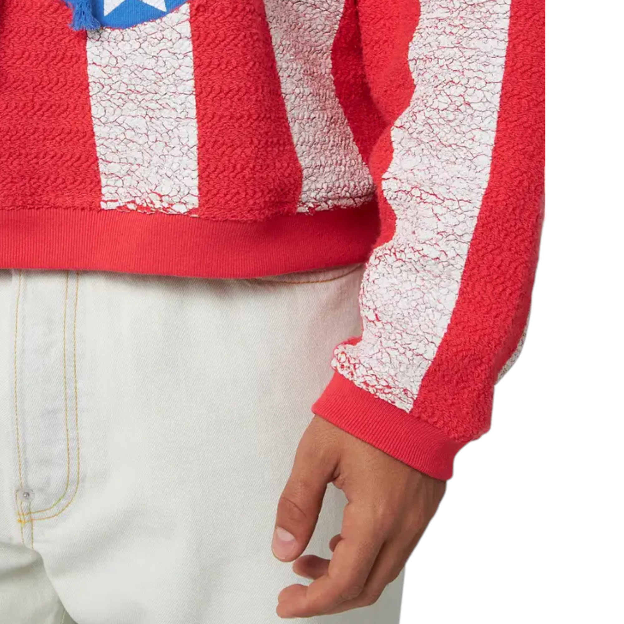 ERL Mens Stars and Stripes Swirl Hoodie Pullover Cotton