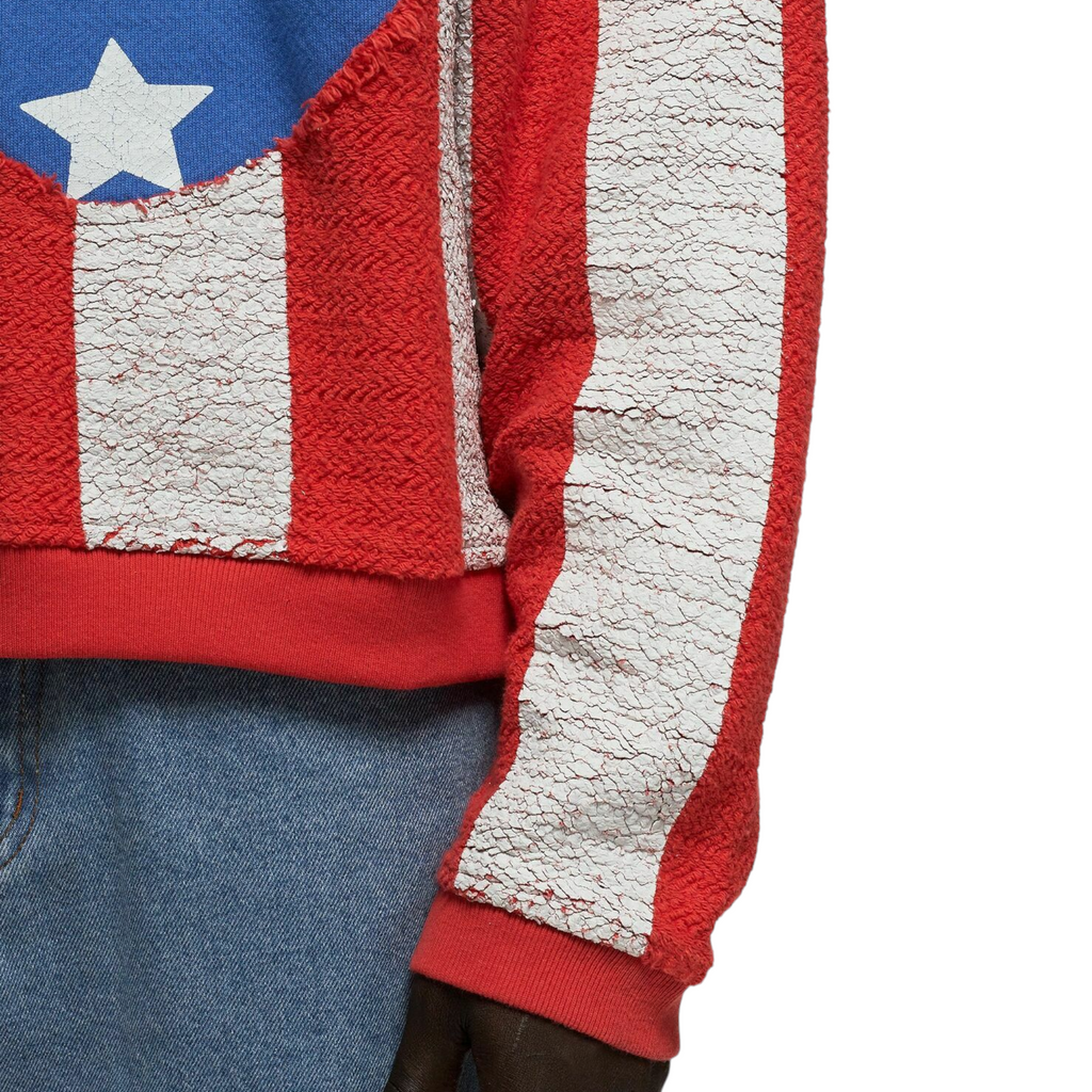 ERL Mens Stars and Stripes Swirl Hoodie Pullover Cotton