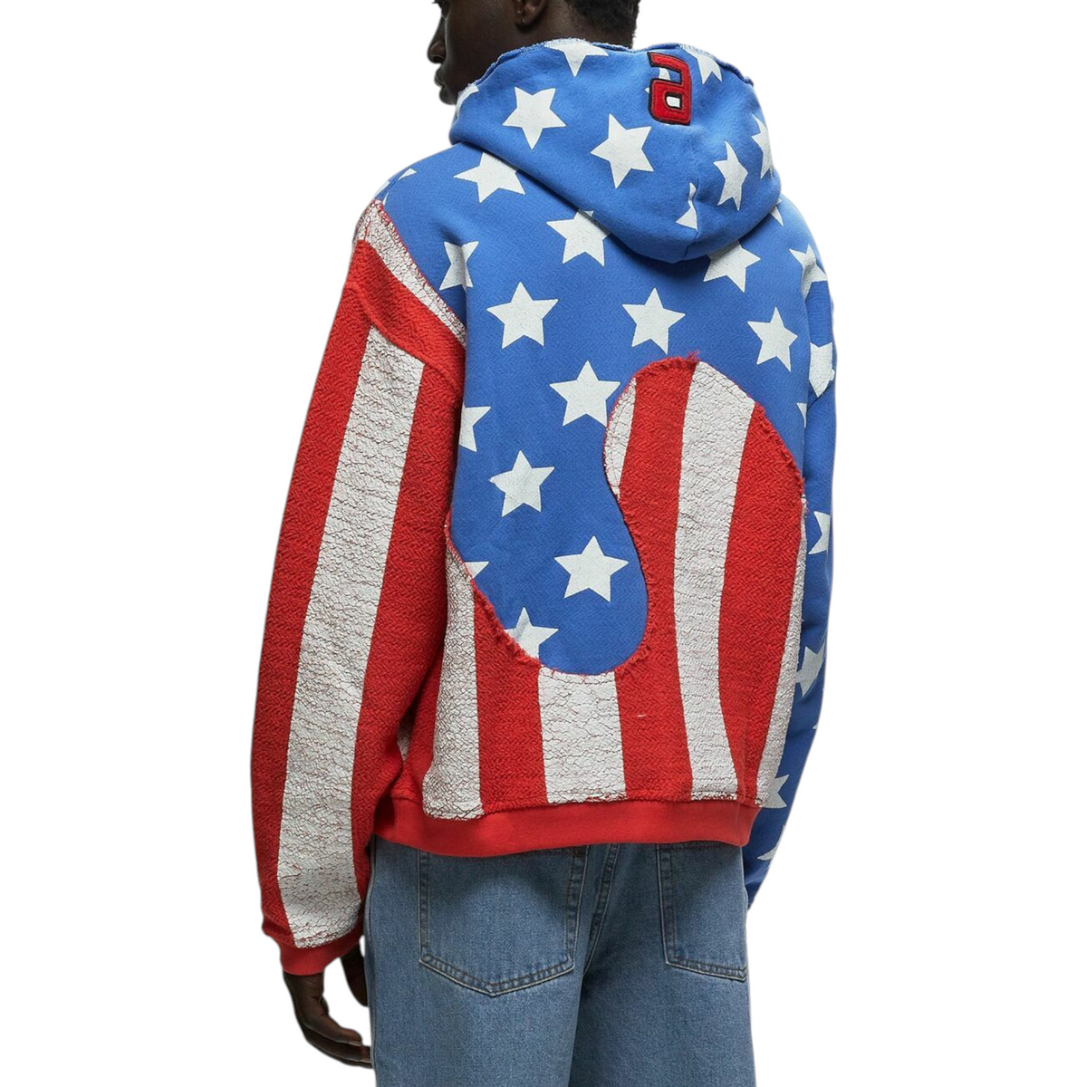 ERL Mens Stars and Stripes Swirl Hoodie Pullover Cotton