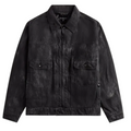 Engineered Garments Mens Trucker Jacket Distressed Print Cotton Black
