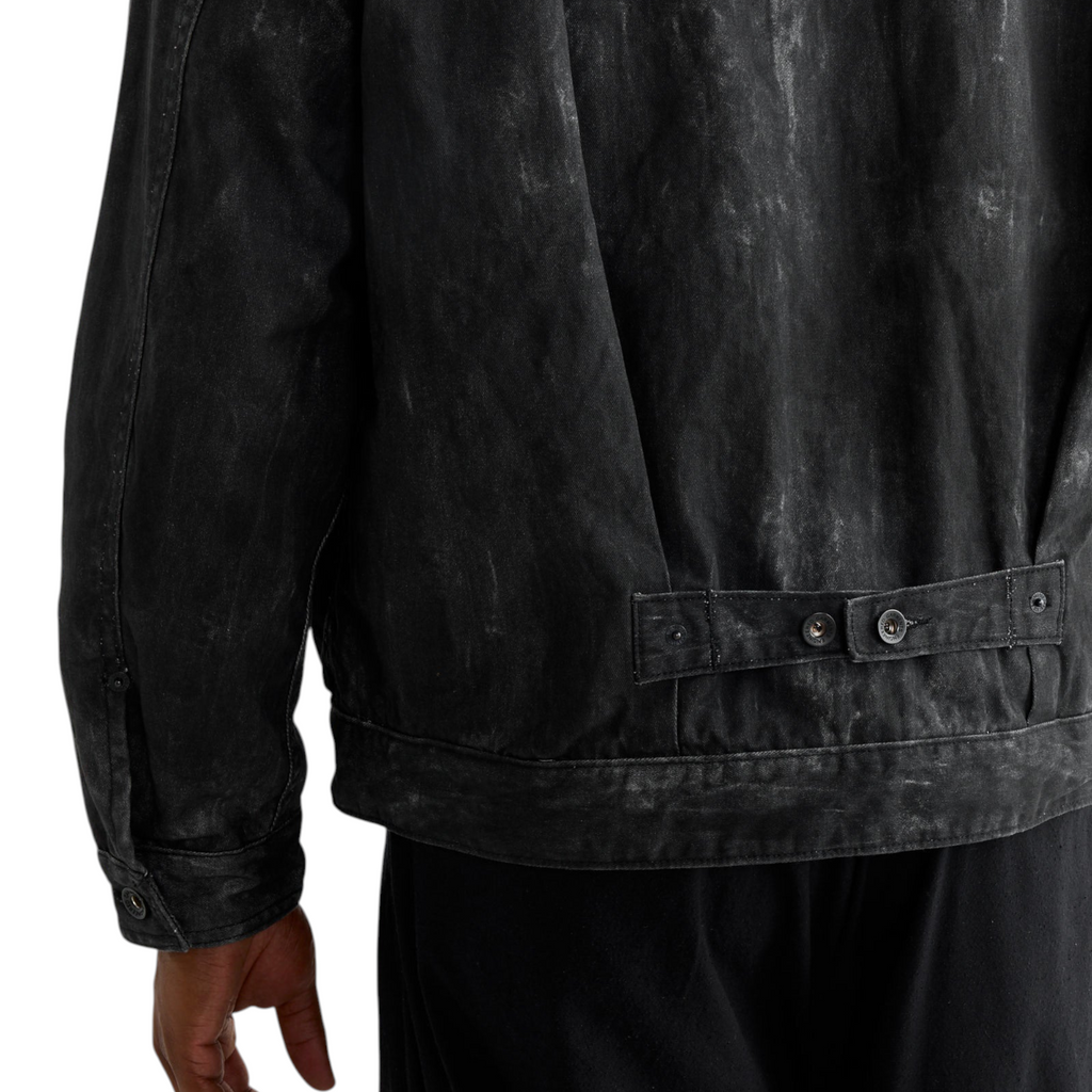 Engineered Garments Mens Trucker Jacket Distressed Print Cotton Black
