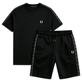 Fred Perry Mens Tape Ringer Co Ords Set Short Sleeve T Shirts Shorts
