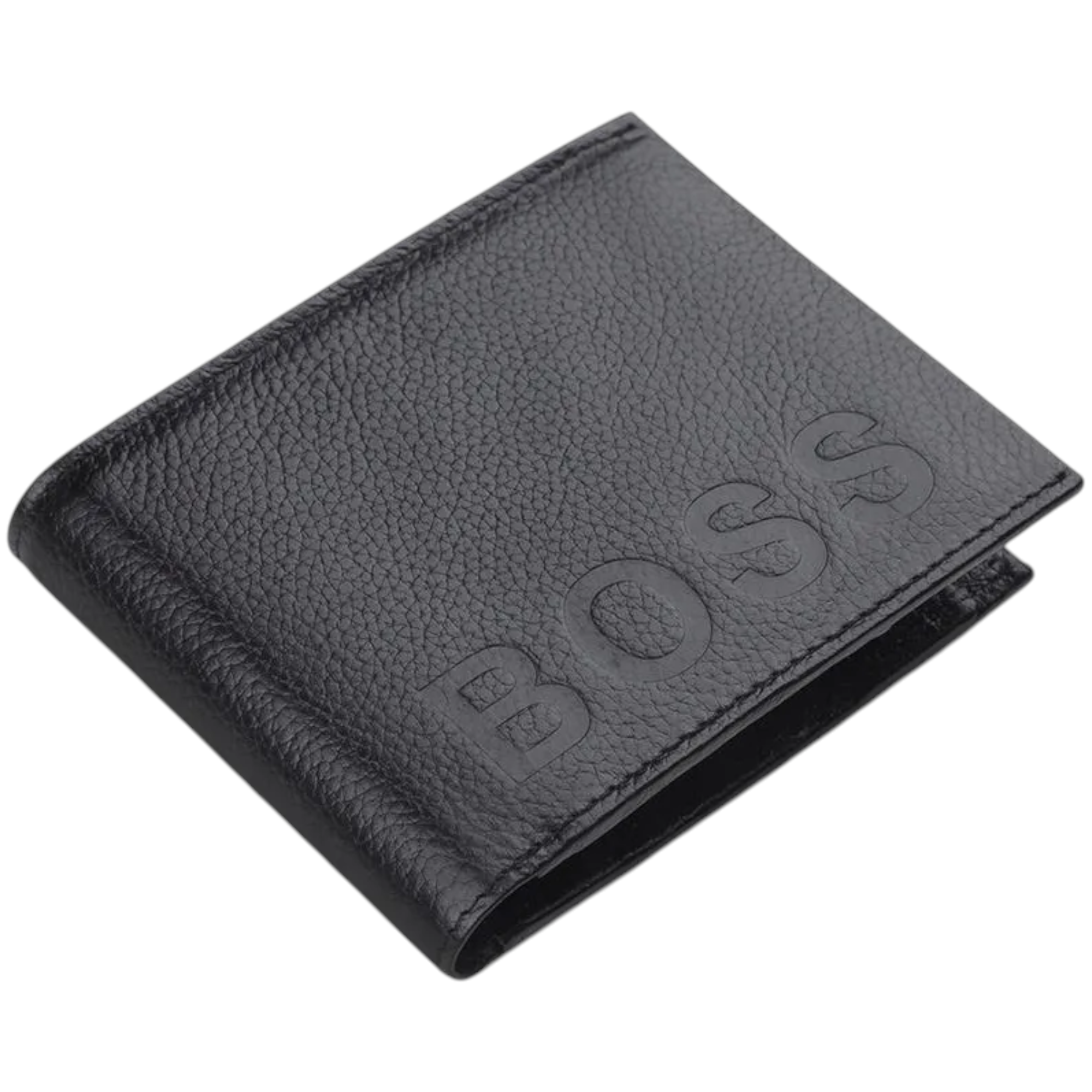 Hugo Boss Mens Genuine Leather Wallet Bold Bifold Credit Card Holder Black