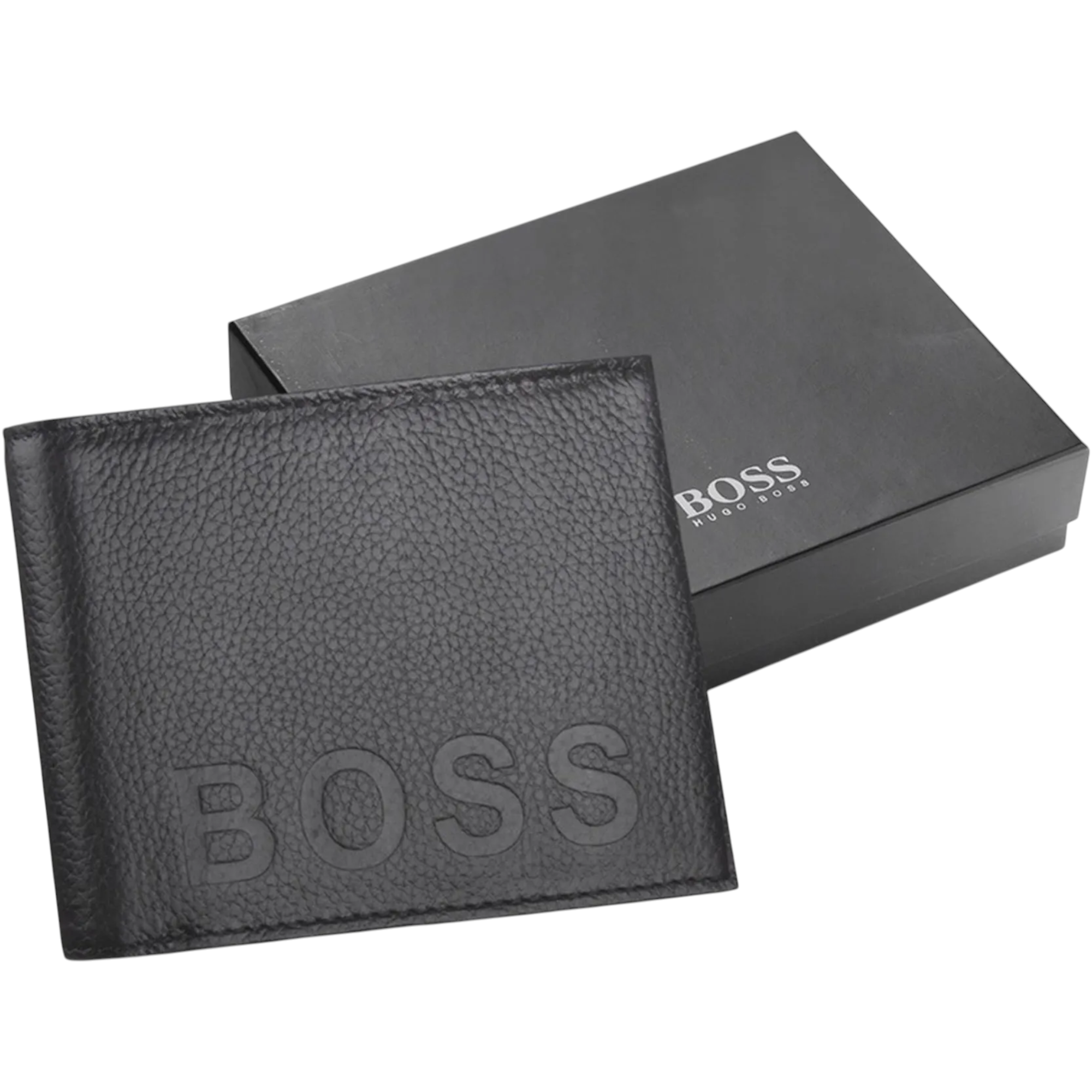 Hugo Boss Mens Genuine Leather Wallet Bold Bifold Credit Card Holder Black