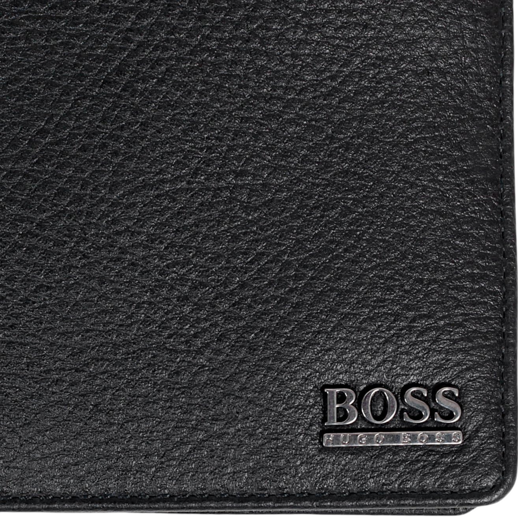 Hugo Boss Mens Genuine Leather Wallet Monist Bifold Credit Card Holder Black