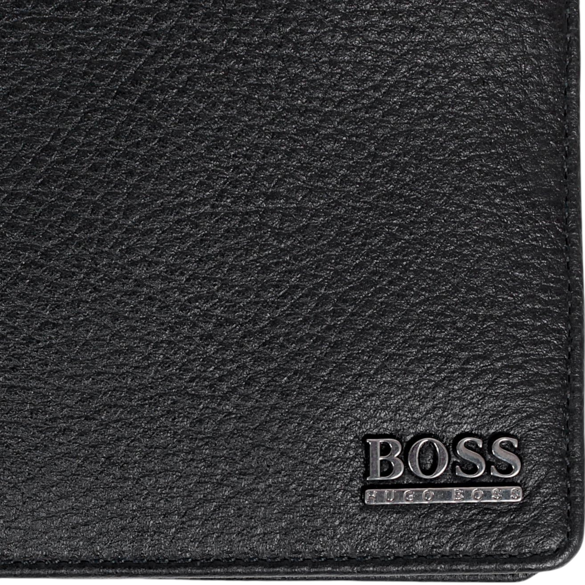 Hugo Boss Mens Genuine Leather Wallet Monist Bifold Credit Card Holder Black