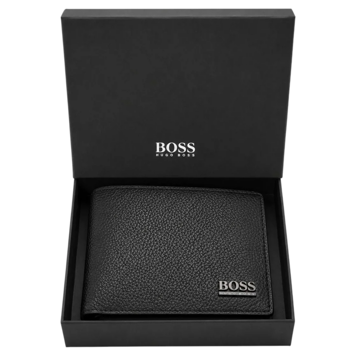 Hugo Boss Mens Genuine Leather Wallet Monist Bifold Credit Card Holder Black