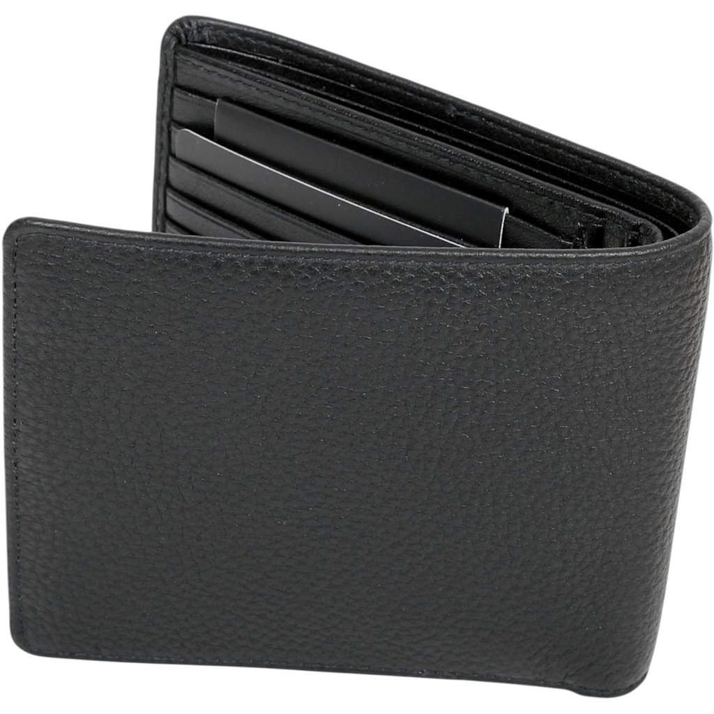 Hugo Boss Mens Genuine Leather Wallet Monist Bifold Credit Card Holder Black