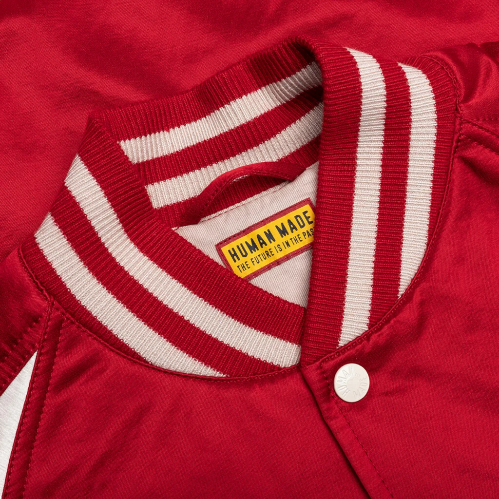 Human Made Mens Bomber Jacket Stadium Satin DA Red
