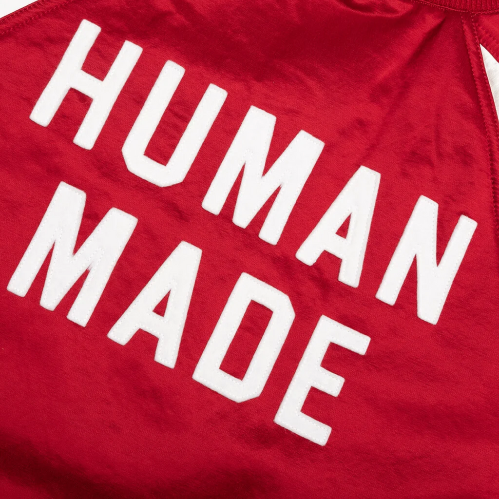 Human Made Mens Bomber Jacket Stadium Satin DA Red