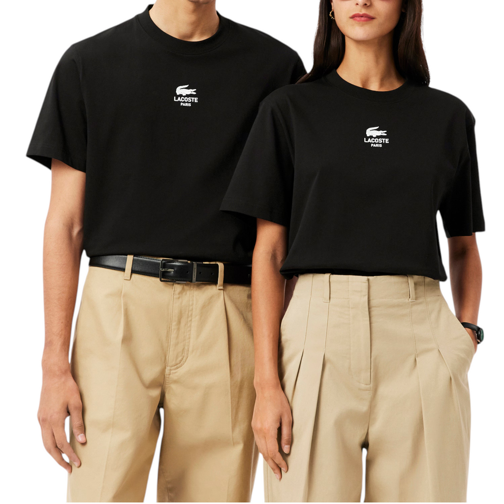 Lacoste Mens T Shirts TH2739 Signature Print Classic Fit Crew Neck Summer Tee
