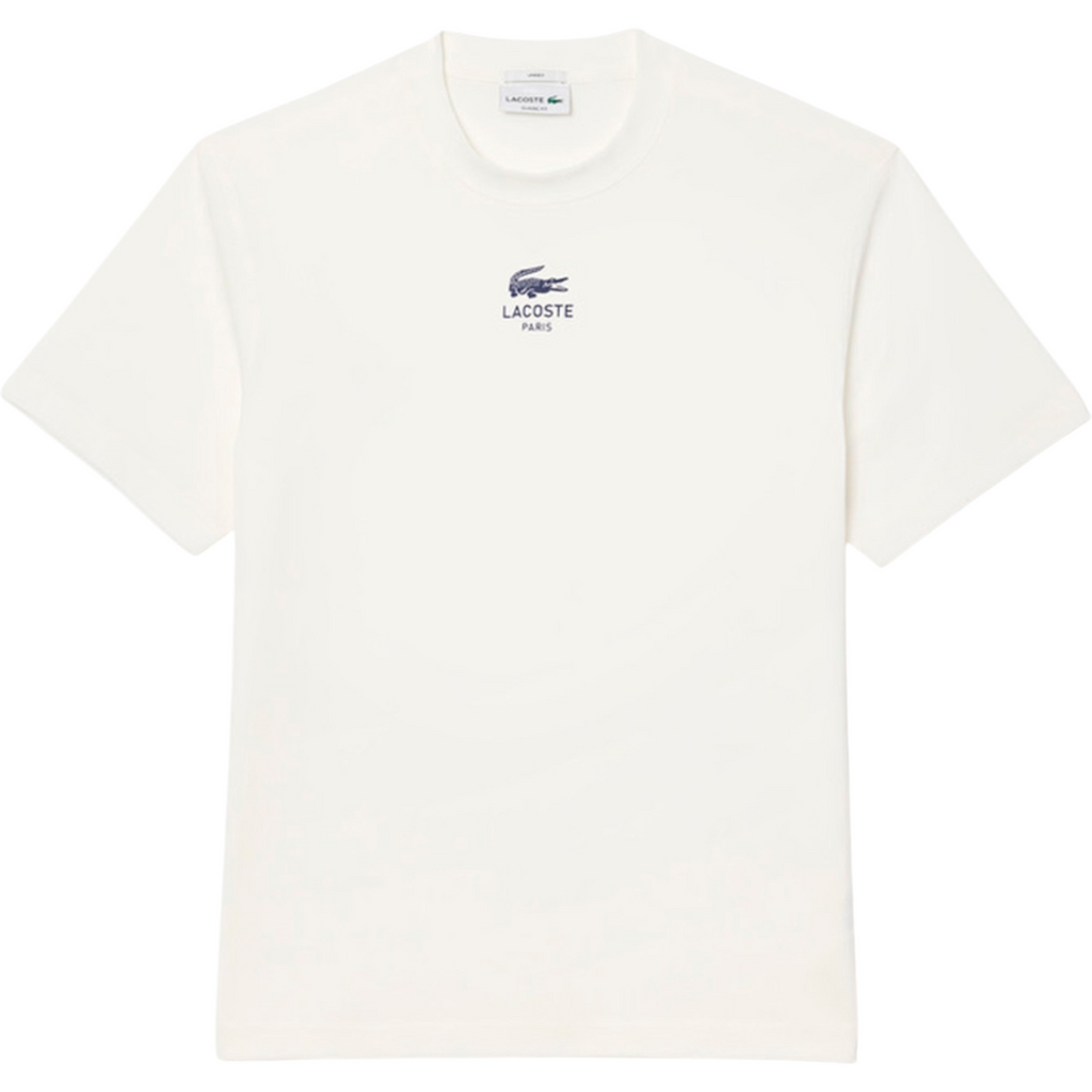Lacoste Mens T Shirts TH2739 Signature Print Classic Fit Crew Neck Summer Tee