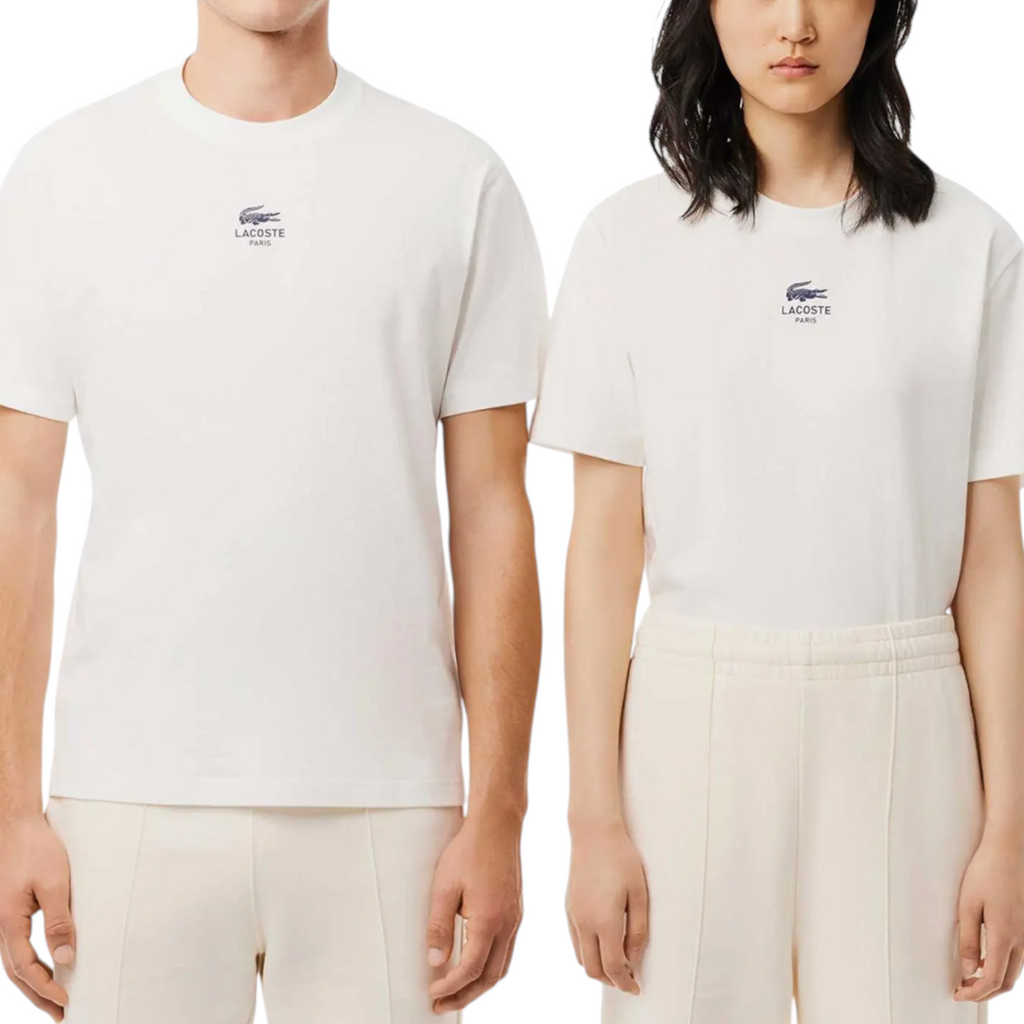 Lacoste Mens T Shirts TH2739 Signature Print Classic Fit Crew Neck Summer Tee