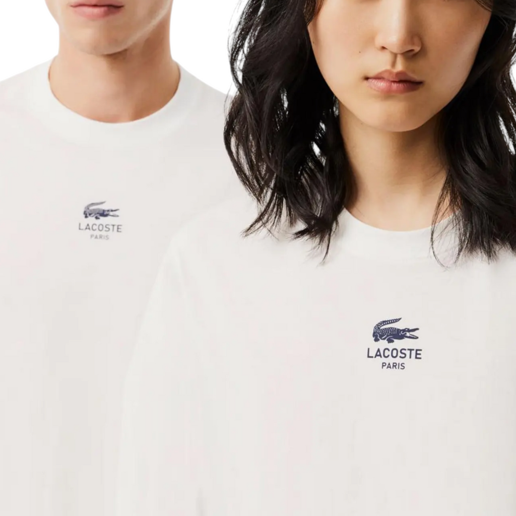 Lacoste Mens T Shirts TH2739 Signature Print Classic Fit Crew Neck Summer Tee