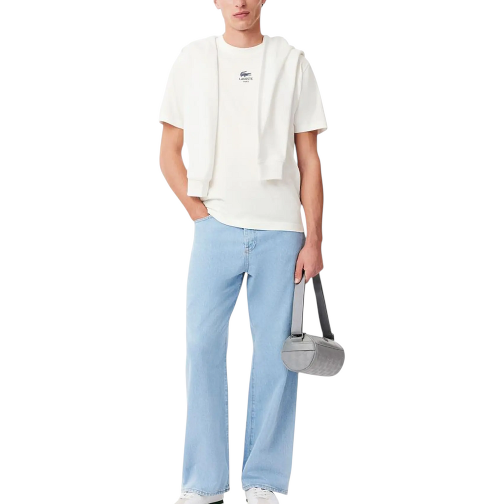 Lacoste Mens T Shirts TH2739 Signature Print Classic Fit Crew Neck Summer Tee