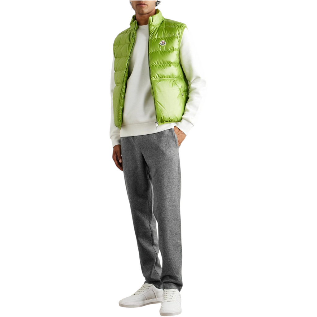 Moncler Mens Sweatpants Wool Blend Flannel Sweatpants Straight Leg Logo Appliqued Trousers