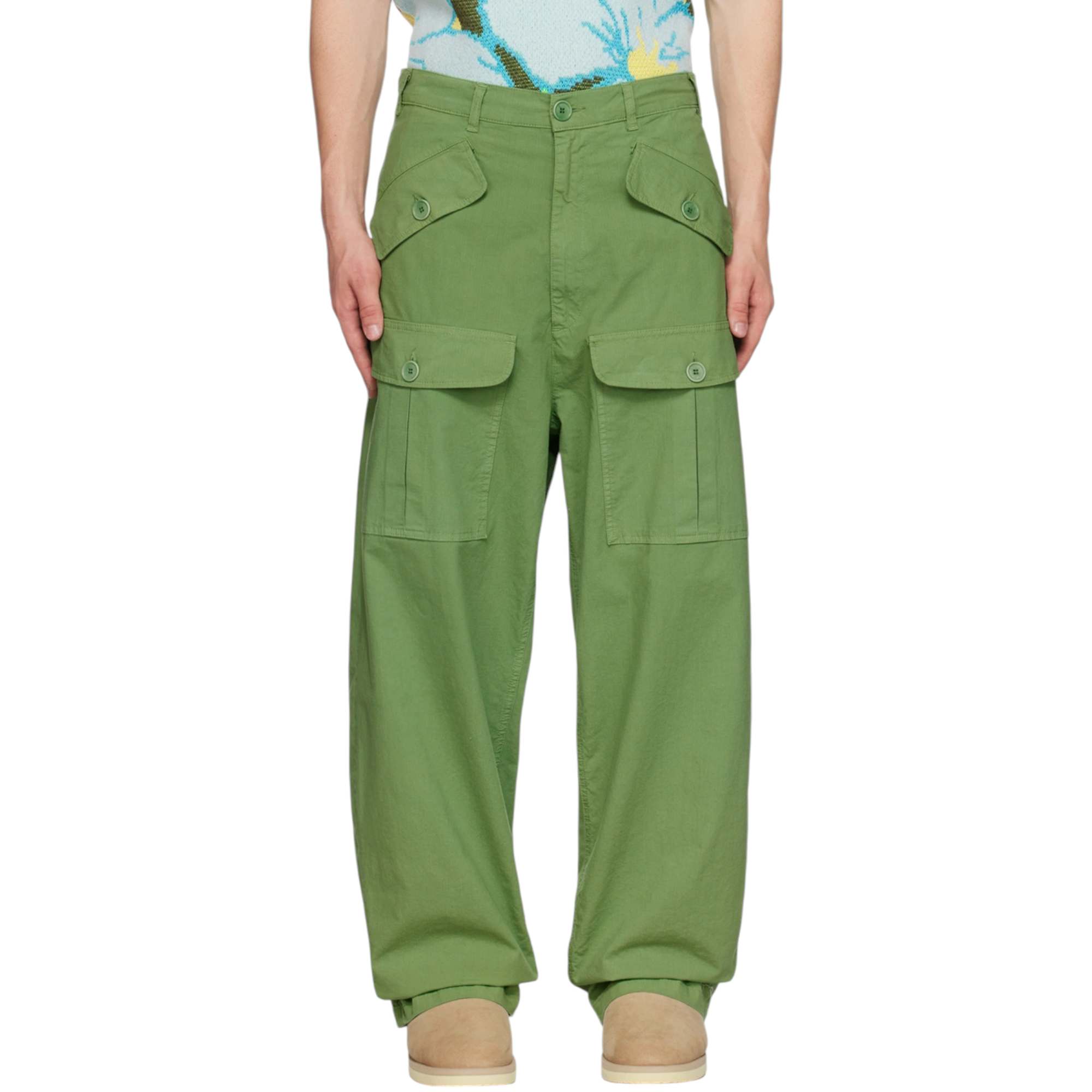 Sky High Farm Cargo Pant Mens Jogging Bottoms Straight Fit Green