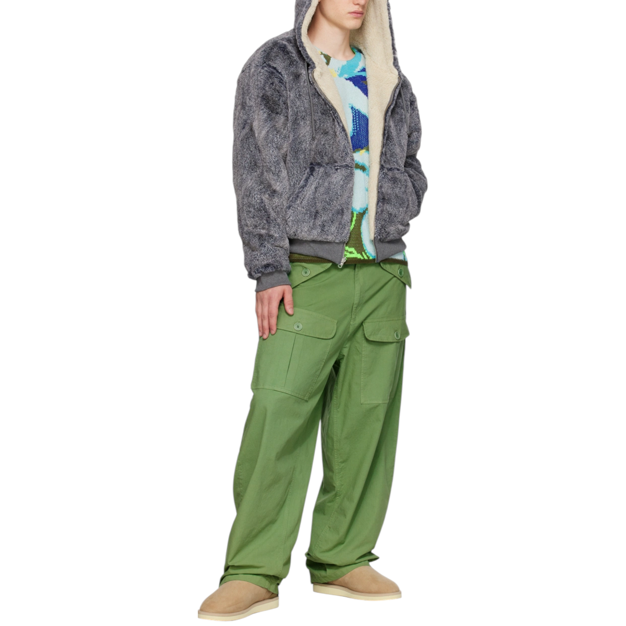 Sky High Farm Cargo Pant Mens Jogging Bottoms Straight Fit Green
