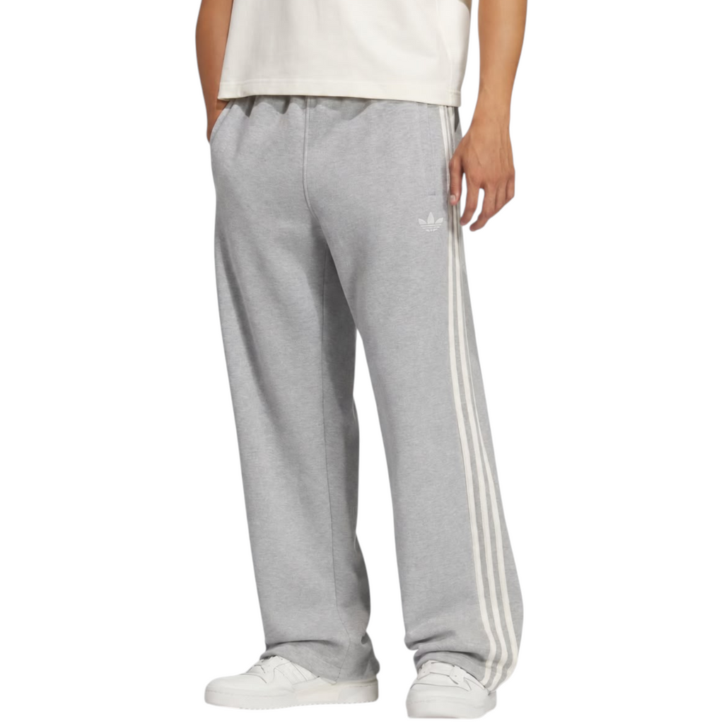 Adidas Mens Jogger 3 Stripes Loose Fit Trouser Fleece Tracksuit Bottom Open Hem