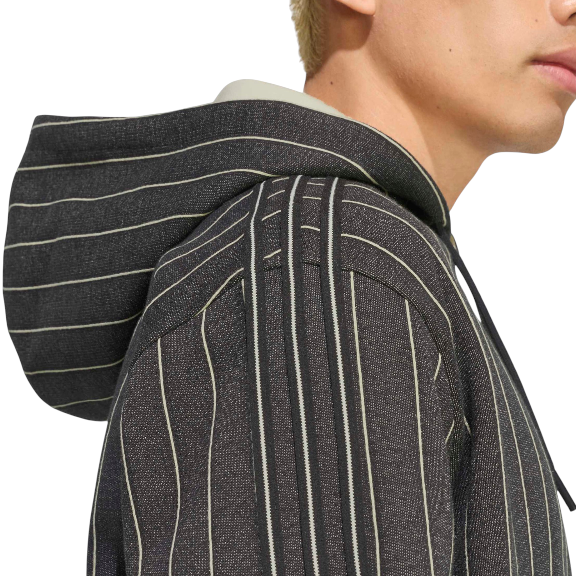 Adidas Mens Hoodie Pinstripes Pullover Fleece Casual Hooded Sweatshirt