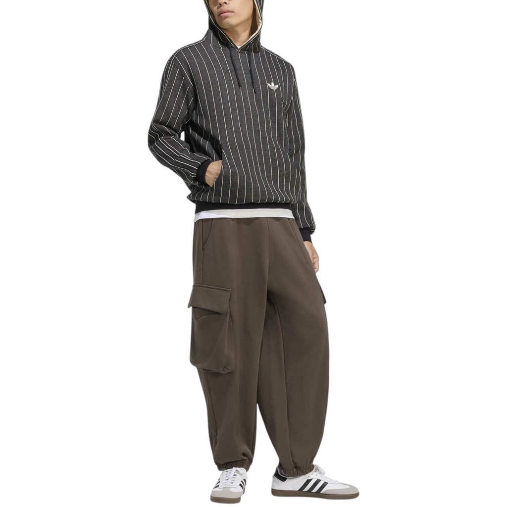 Adidas Mens Hoodie Pinstripes Pullover Fleece Casual Hooded Sweatshirt