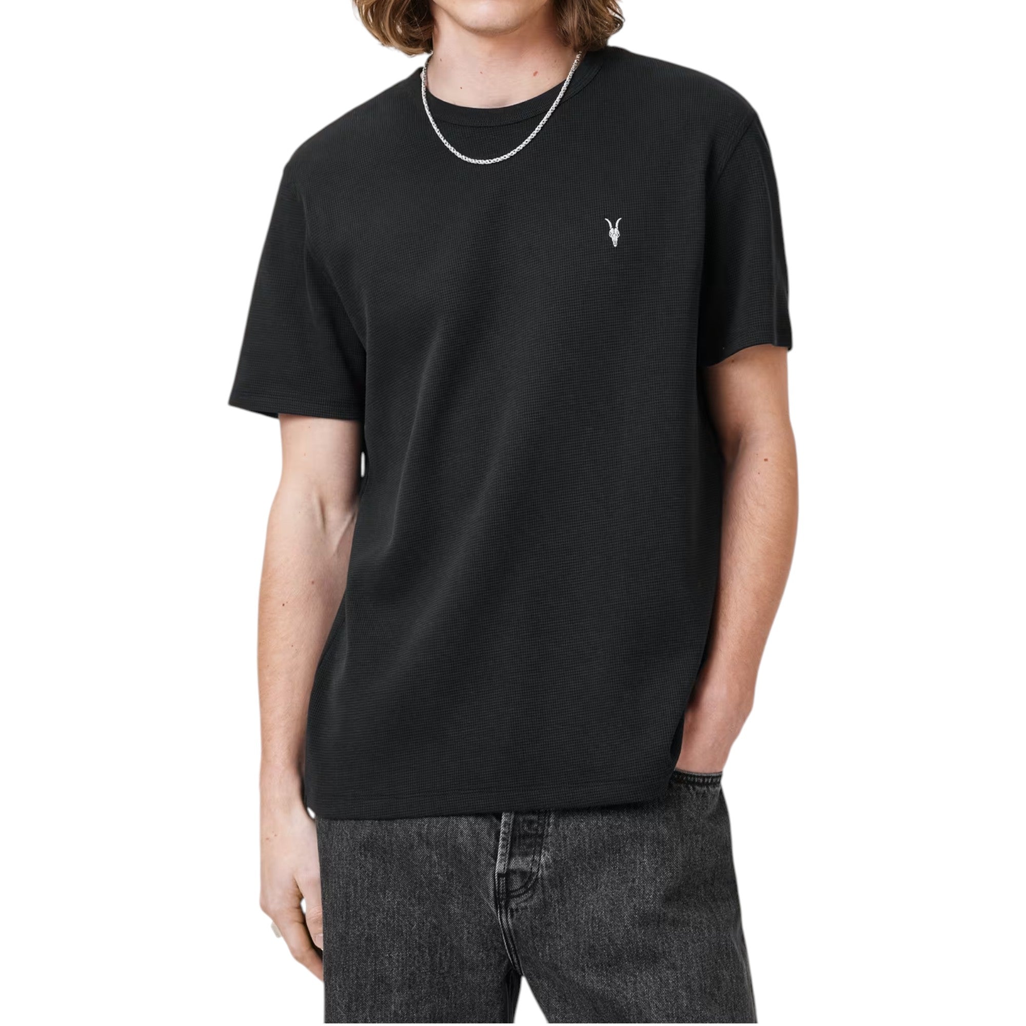 AllSaints Esum Mens T Shirts Waffle Texture Crew Neck Short Sleeve Summer Tee