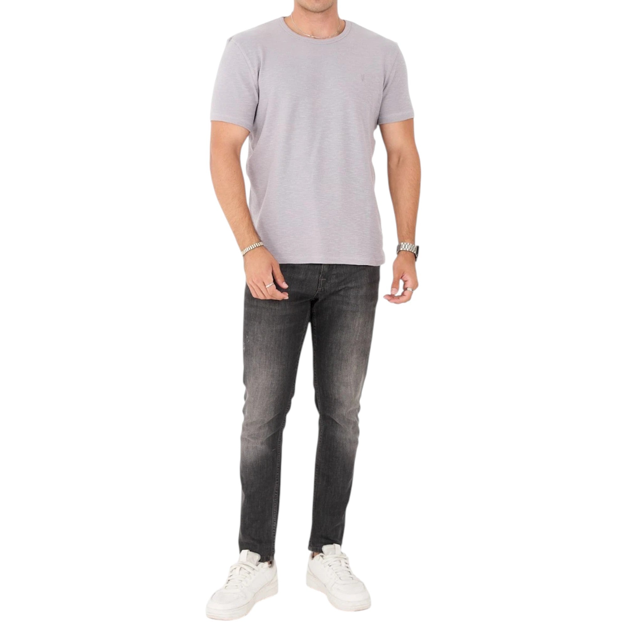 AllSaints Esum Mens T Shirts Waffle Texture Crew Neck Short Sleeve Summer Tee