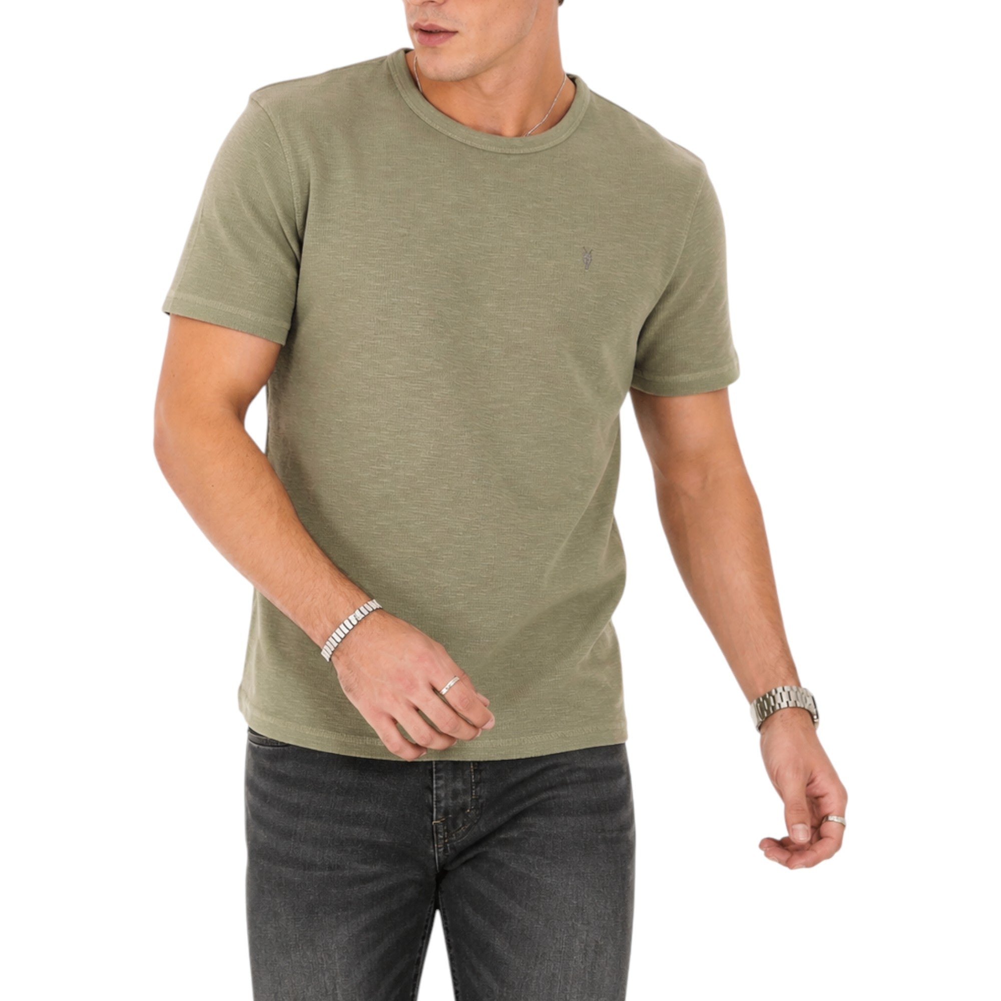 AllSaints Esum Mens T Shirts Waffle Texture Crew Neck Short Sleeve Summer Tee