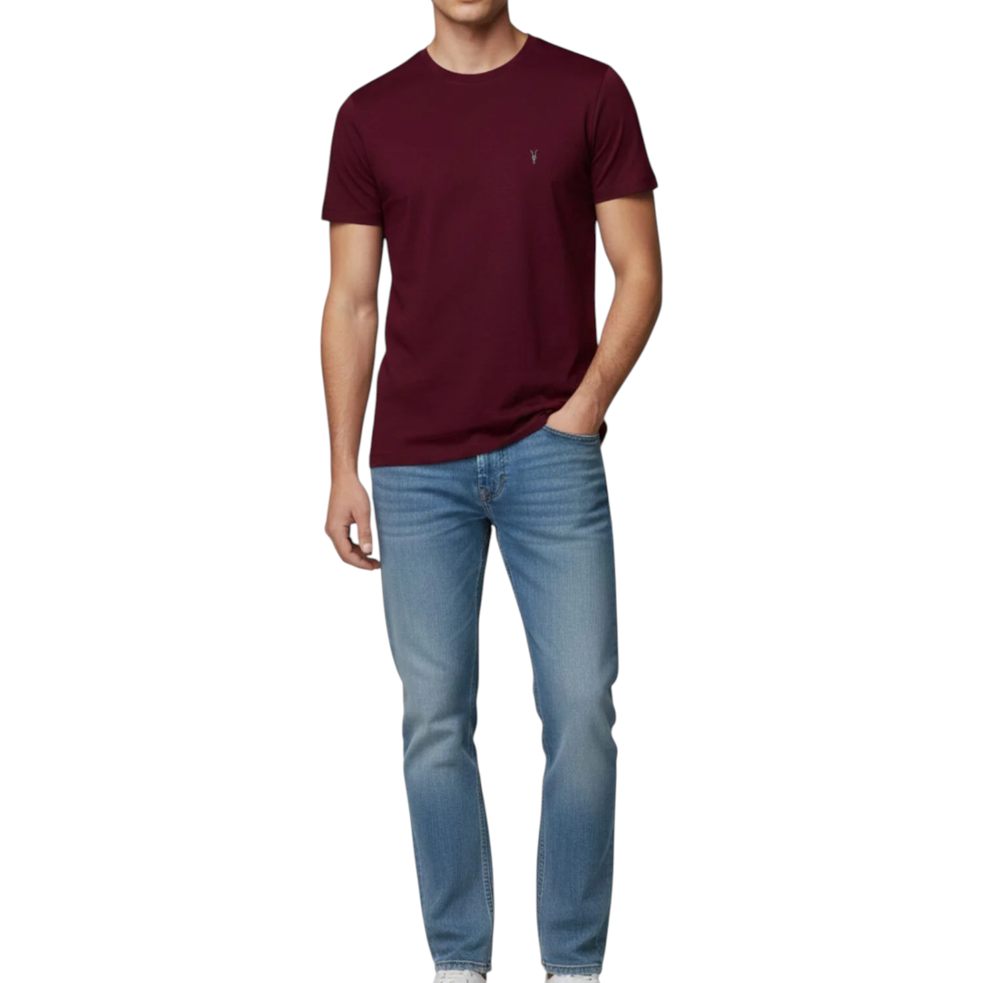 AllSaints Mens T Shirts Lycra Stretch Cotton Crew Neck Short Sleeve Summer Tee