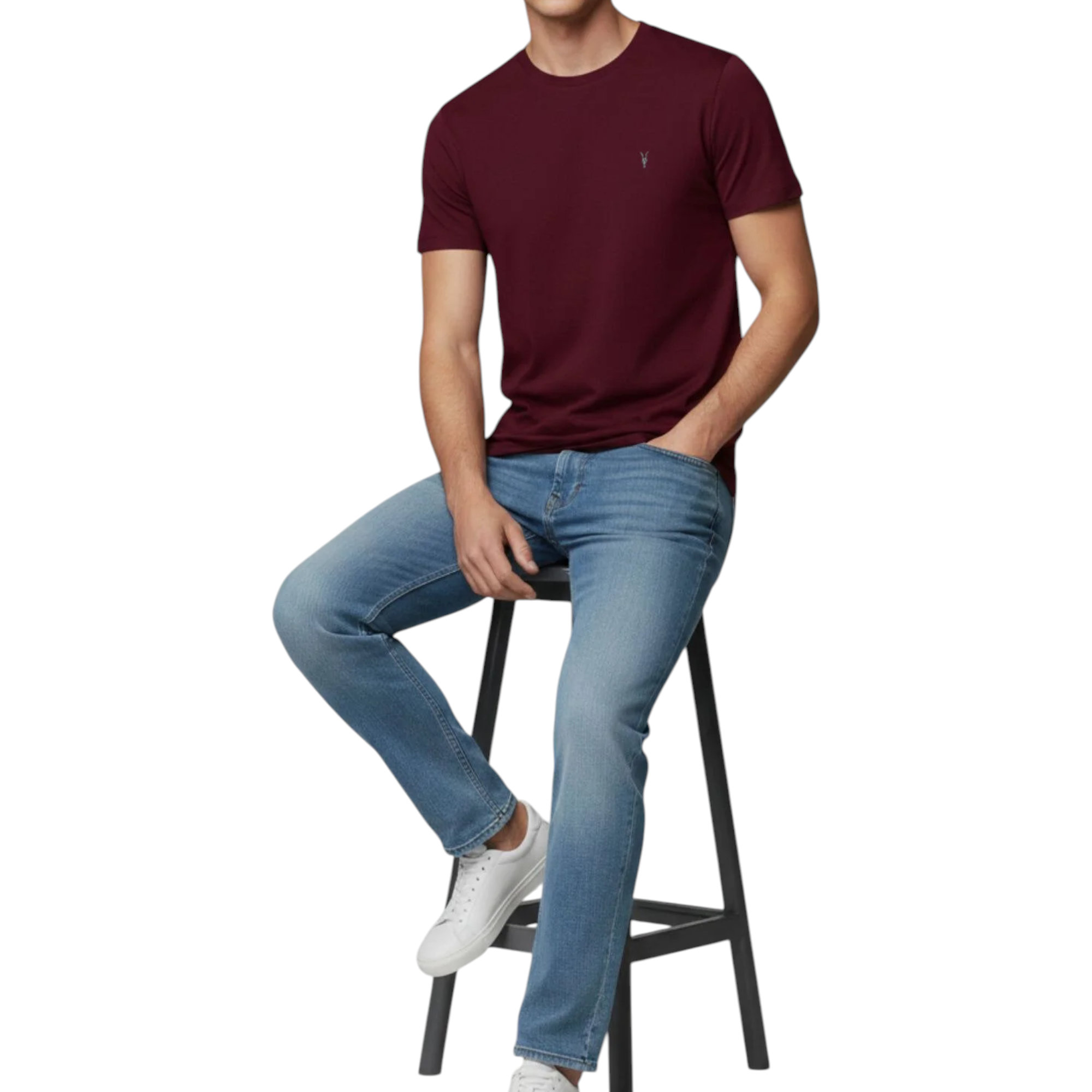 AllSaints Mens T Shirts Lycra Stretch Cotton Crew Neck Short Sleeve Summer Tee