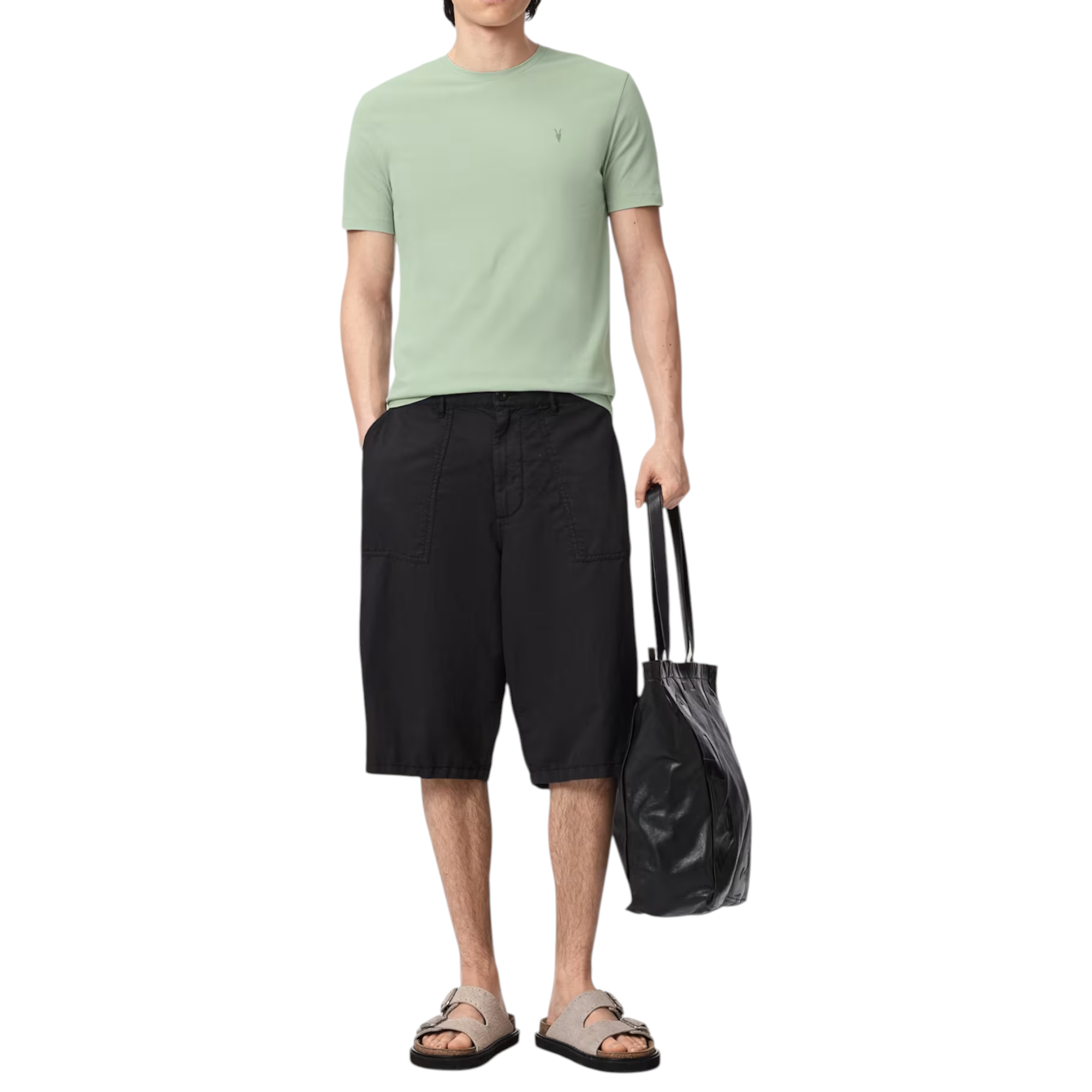 AllSaints Mens T Shirts Lycra Stretch Cotton Crew Neck Short Sleeve Summer Tee