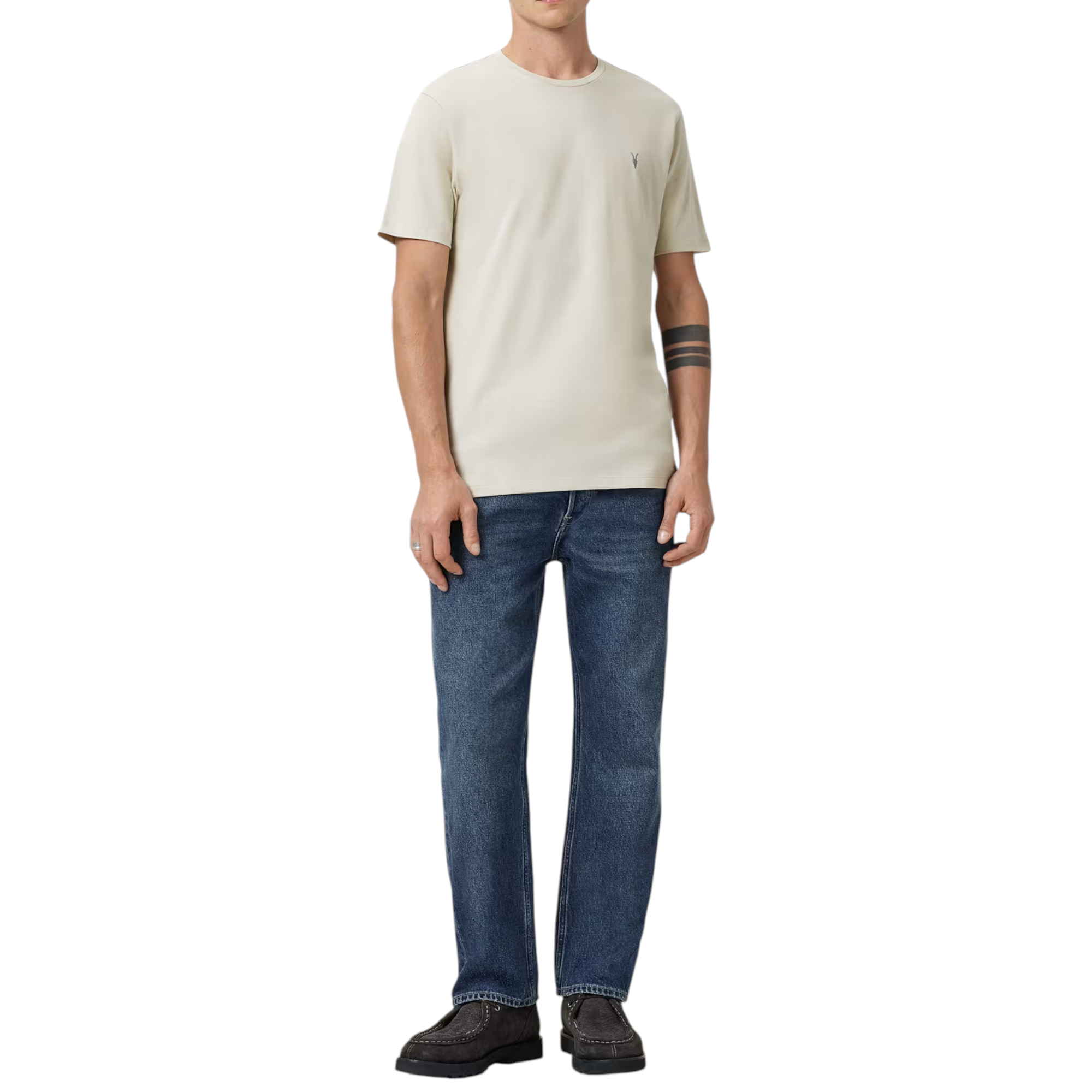 AllSaints Mens T Shirts Lycra Stretch Cotton Crew Neck Short Sleeve Summer Tee