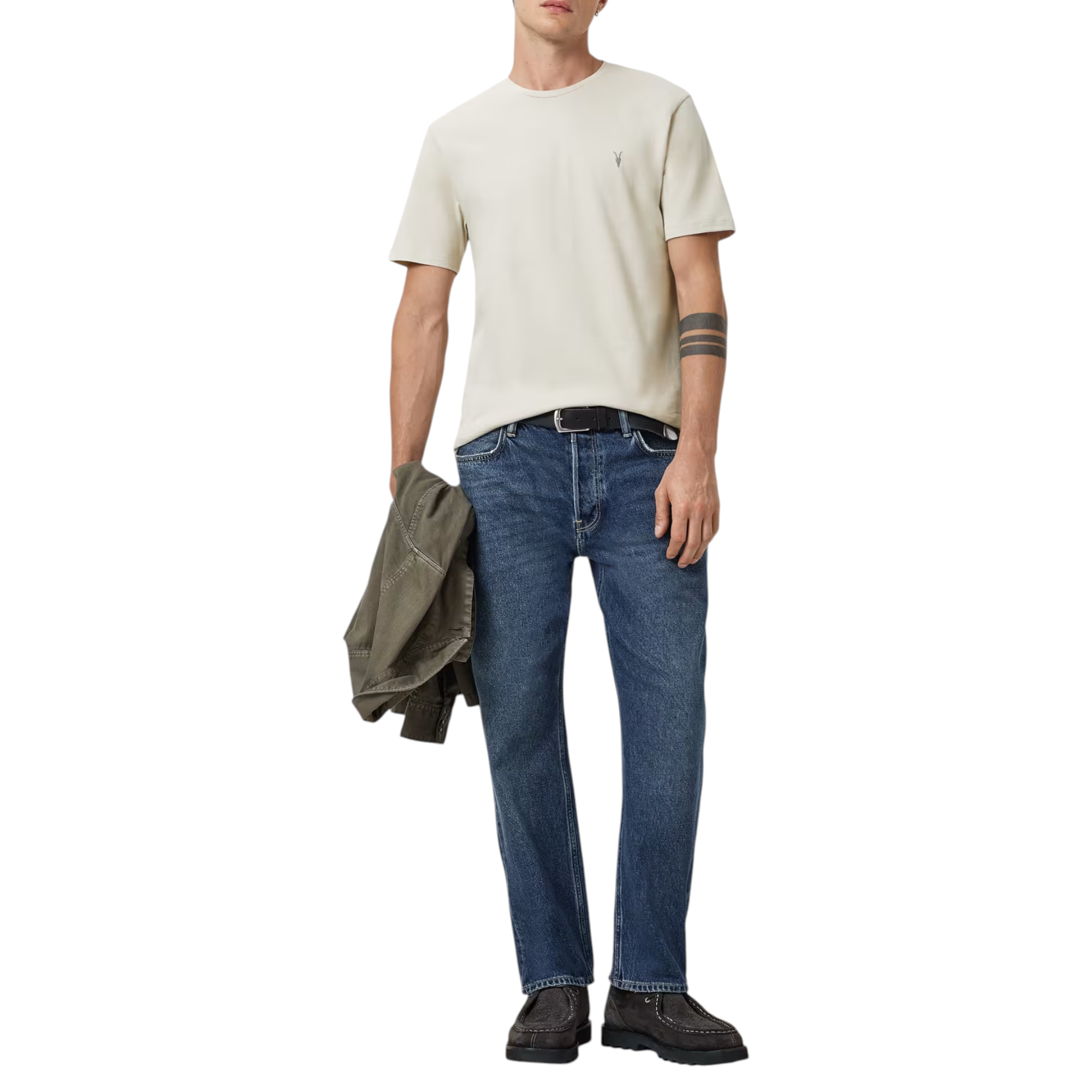 AllSaints Mens T Shirts Lycra Stretch Cotton Crew Neck Short Sleeve Summer Tee