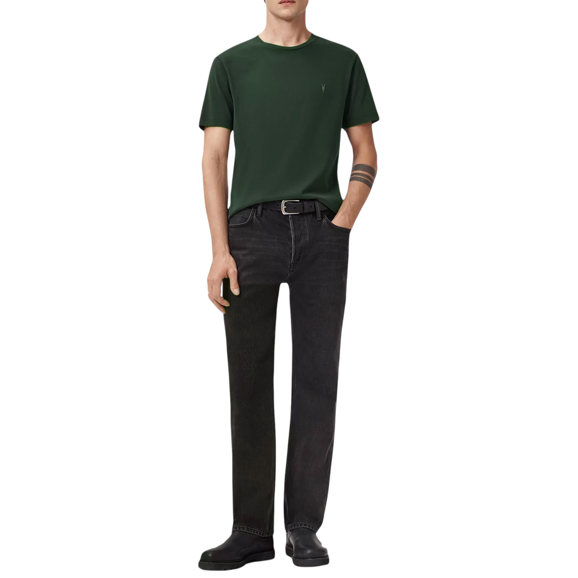 AllSaints Mens T Shirts Lycra Stretch Cotton Crew Neck Short Sleeve Summer Tee