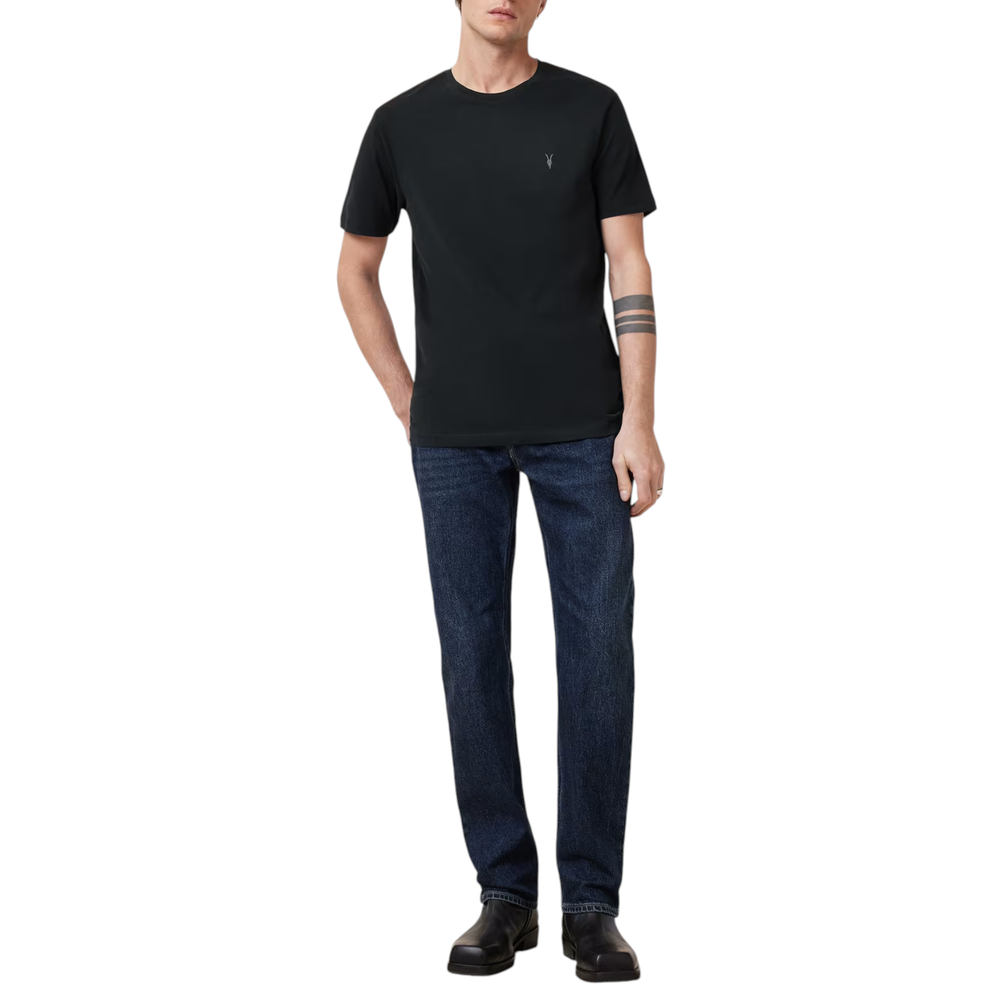 AllSaints Mens T Shirts Lycra Stretch Cotton Crew Neck Short Sleeve Summer Tee