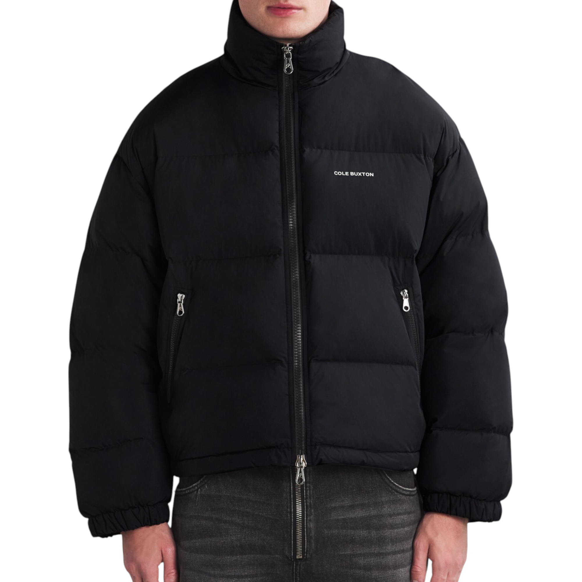 Cole Buxton Cropped Logo Puffer Jacket Black