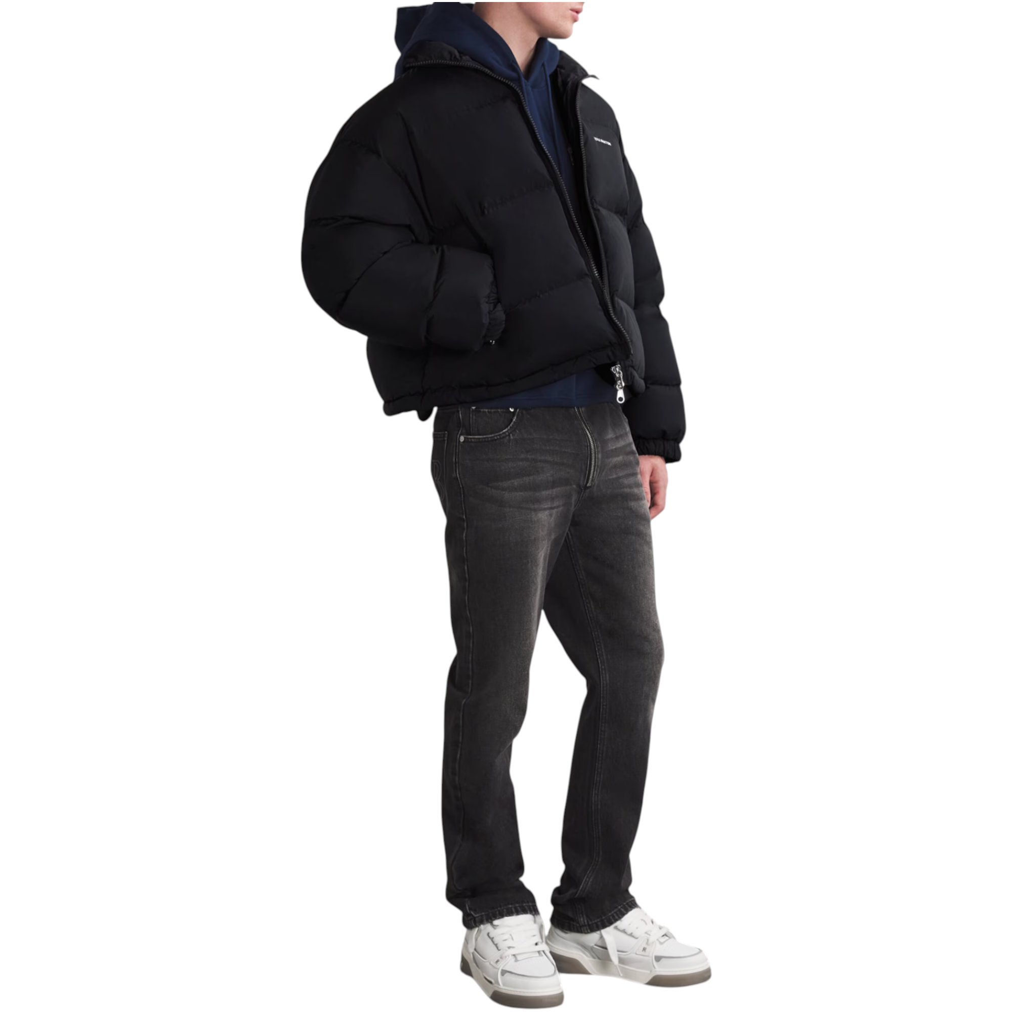 Cole Buxton Cropped Logo Puffer Jacket Black