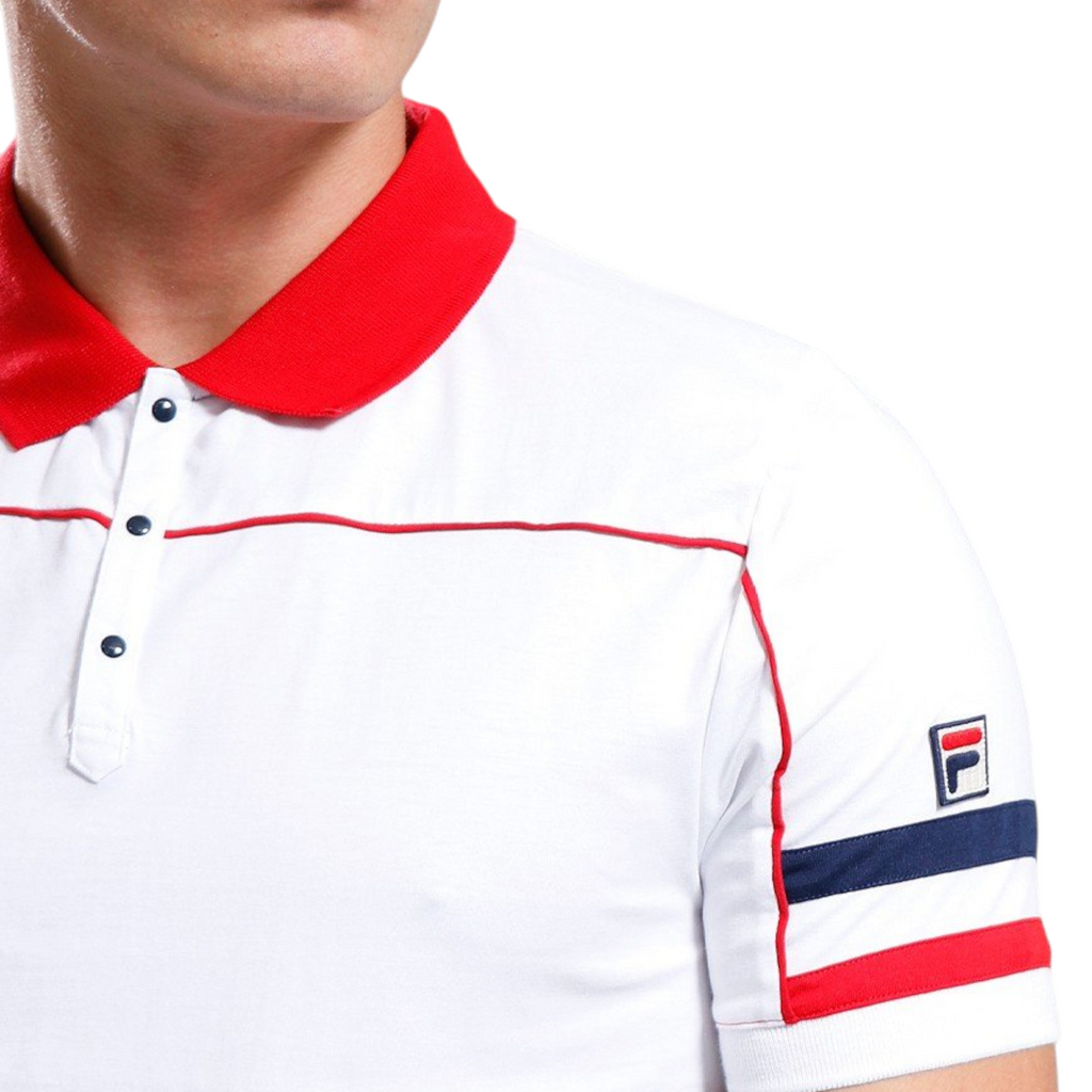 Fila Mens Polo Shirt Grand Piping Polo Short Sleeve Cotton Summer Polo