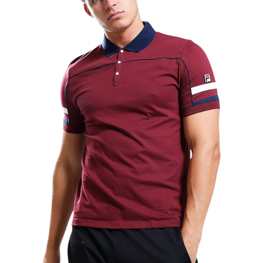 Fila Mens Polo Shirt Grand Piping Polo Short Sleeve Cotton Summer Polo