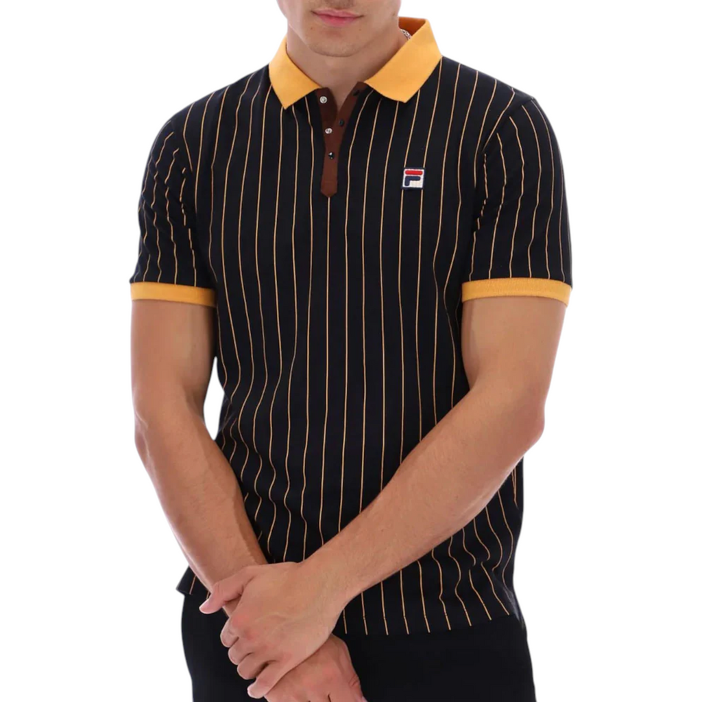 Fila Mens Polo Shirt Classic Striped Polo Short Sleeve Cotton Summer Polo