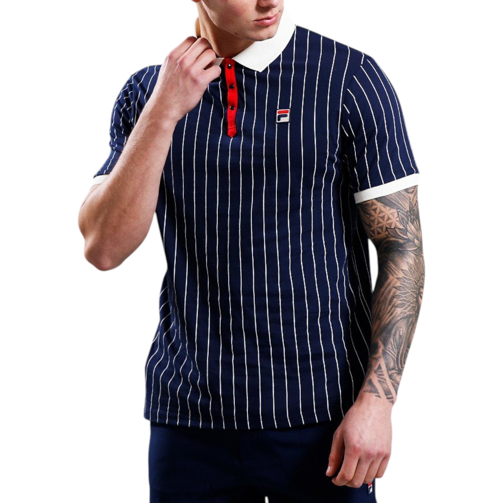 Fila Mens Polo Shirt Classic Striped Polo Short Sleeve Cotton Summer Polo