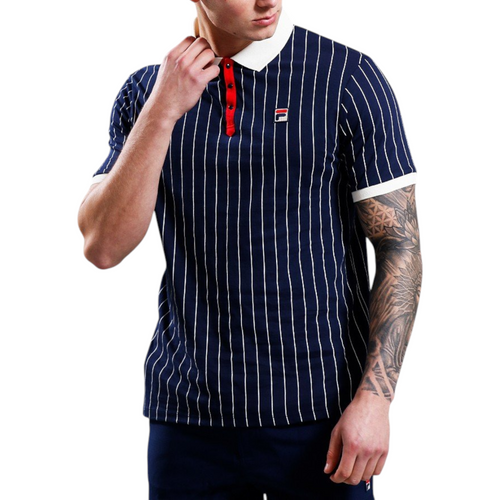 Fila Mens Polo Shirt Classic Striped Polo Short Sleeve Cotton Summer Polo