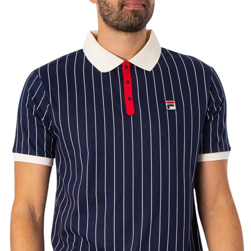 Fila Mens Polo Shirt Classic Striped Polo Short Sleeve Cotton Summer Polo