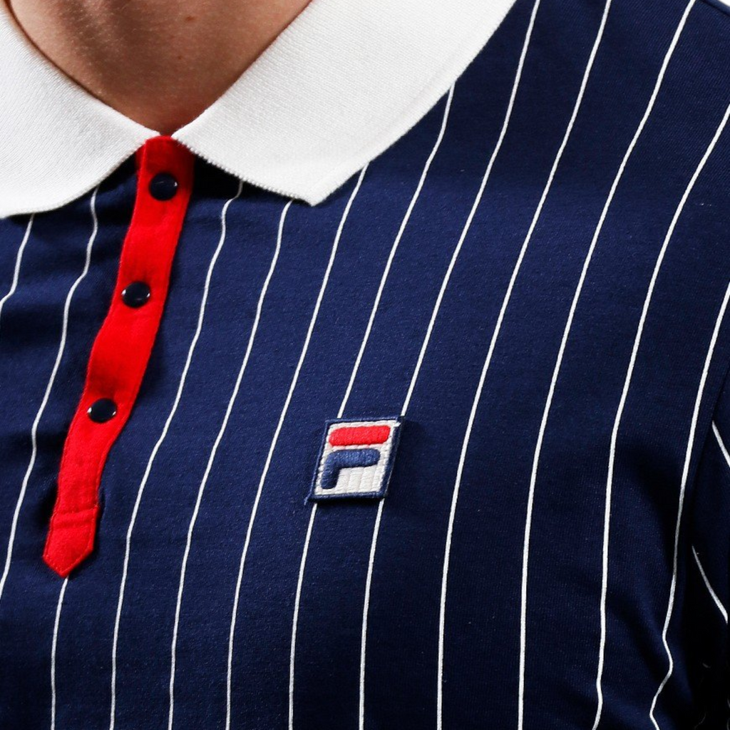 Fila Mens Polo Shirt Classic Striped Polo Short Sleeve Cotton Summer Polo